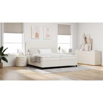 LED Boxspringbett Creme und Weiß 200 x 200 cm Cordstoff