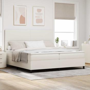 LED Boxspringbett Creme und Weiß 200 x 200 cm Cordstoff