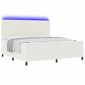 LED Boxspringbett Creme und Weiß 200 x 200 cm Cordstoff