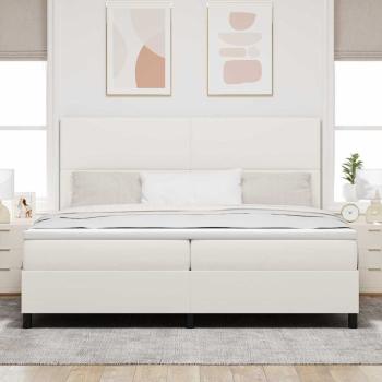 LED Boxspringbett Creme und Weiß 200 x 200 cm Cordstoff
