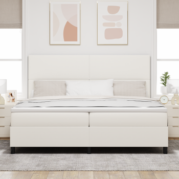 LED Boxspringbett Creme und Weiß 200 x 200 cm Cordstoff