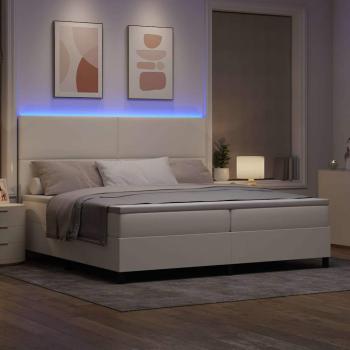 LED Boxspringbett Creme und Weiß 200 x 200 cm Cordstoff
