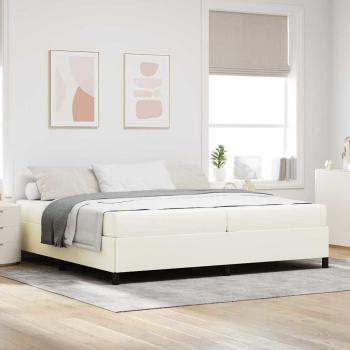 ARDEBO.de - Bettrahmen mit Matratze Creme 200 x 200 cm Stoff