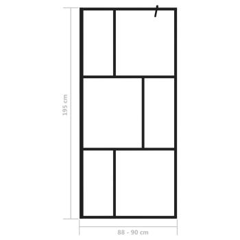 Duschwand für Begehbare Duschen mit Hartglas Schwarz 90x195 cm