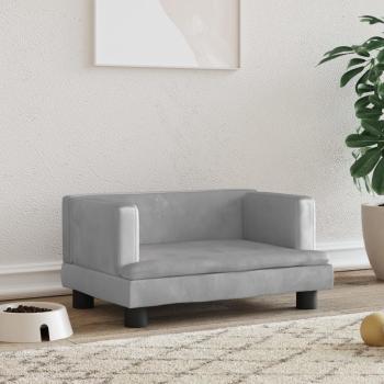 ARDEBO.de - Hundebett Hellgrau 60x40x30 cm Samt