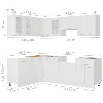 11-tlg. Küchenzeile Lyon Weiß Holzwerkstoff
