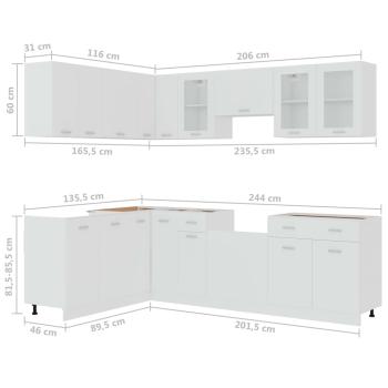 11-tlg. Küchenzeile Lyon Weiß Holzwerkstoff