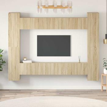 ARDEBO.de - 10-tlg. TV-Schrank-Set Sonoma-Eiche Holzwerkstoff