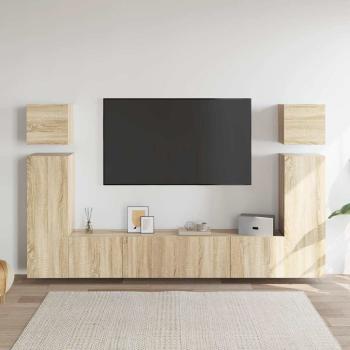 ARDEBO.de - 8-tlg. TV-Schrank-Set Sonoma-Eiche Holzwerkstoff