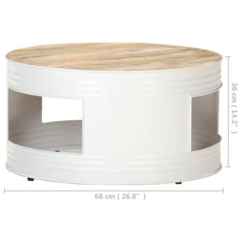 Couchtisch Weiß 68x68x36 cm Massivholz Mango