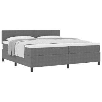 Boxspringbett Hellgrau und Weiß 200 x 200 cm Cordstoff