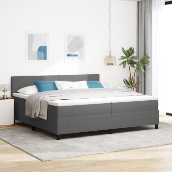 Boxspringbett Hellgrau und Weiß 200 x 200 cm Cordstoff