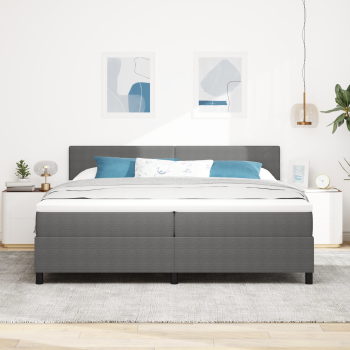 Boxspringbett Hellgrau und Weiß 200 x 200 cm Cordstoff