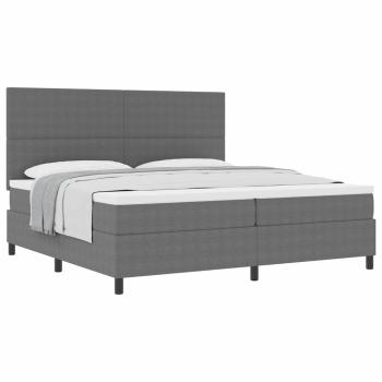 Boxspringbett Hellgrau und Weiß 200 x 200 cm Cordstoff