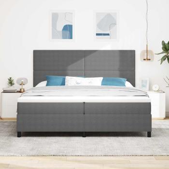 Boxspringbett Hellgrau und Weiß 200 x 200 cm Cordstoff