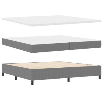 Boxspringbett Hellgrau und Weiß 200 x 200 cm Cordstoff
