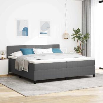 ARDEBO.de - LED Boxspringbett Hellgrau und Weiß 200 x 200 cm Cordstoff
