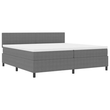 LED Boxspringbett Hellgrau und Weiß 200 x 200 cm Cordstoff