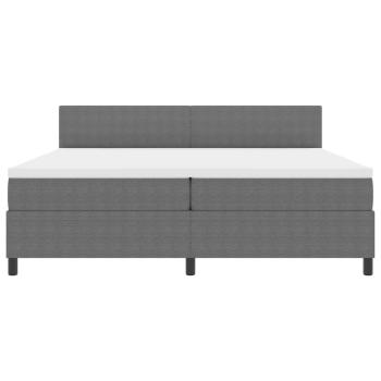 LED Boxspringbett Hellgrau und Weiß 200 x 200 cm Cordstoff