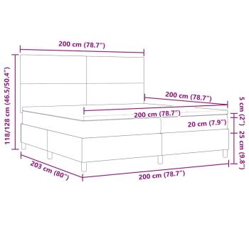 LED Boxspringbett Hellgrau und Weiß 200 x 200 cm Cordstoff