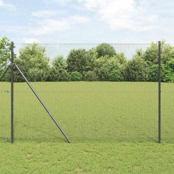 ARDEBO.de - Geschweißter Drahtzaun, bodenverankert 25 x 1,5 m Grau Netz