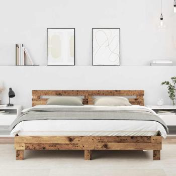 ARDEBO.de - Bettrahmen Altholz 203 x 185 x 70 cm Holzwerkstoff