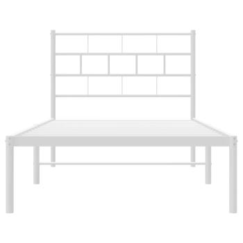 Bettgestell mit Kopfteil Metall Weiß 100x190 cm