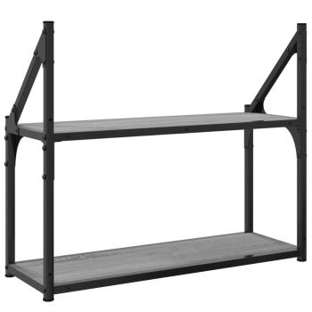 Wandregal 2 Fächer Grau Sonoma 60x21x51 cm Holzwerkstoff