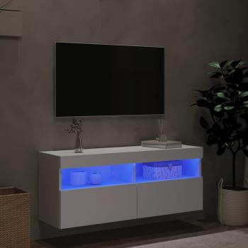 TV-Wandschrank mit LED-Leuchten Weiß 100x30x40 cm