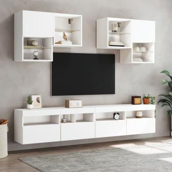 TV-Wandschrank mit LED-Leuchten Weiß 100x30x40 cm