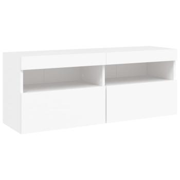 TV-Wandschrank mit LED-Leuchten Weiß 100x30x40 cm