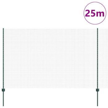 Geschweißter Drahtzaun mit Pfosten 25 x 1,5 m Verzinkter Stahl