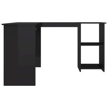 Eckschreibtisch in L-Form Hochglanz-Schwarz 120×140×75 cm