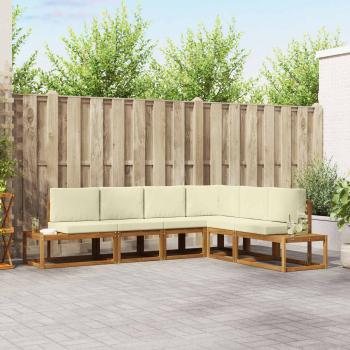 ARDEBO.de - Outdoor-Sofagarnitur mit Kissen 6 Stück Natur und Creme