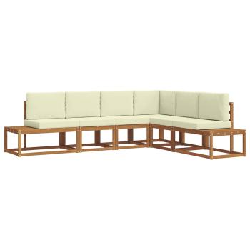 Outdoor-Sofagarnitur mit Kissen 6 Stück Natur und Creme