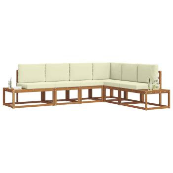 Outdoor-Sofagarnitur mit Kissen 6 Stück Natur und Creme
