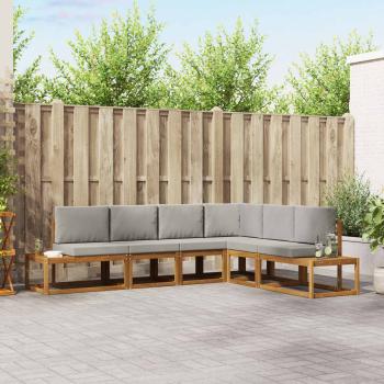 ARDEBO.de - Outdoor-Sofagarnitur mit Kissen 6 Stück Natürlich und Hellgrau