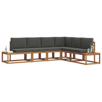 Outdoor-Sofagarnitur 6 stk. 6-Sitzer Natur und Anthrazit