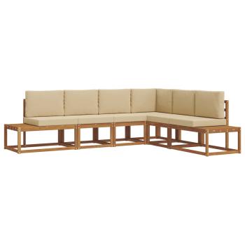 6 stk. Outdoor-Sofagarnitur Massives Akazienholz und Polyester