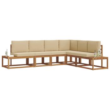 6 stk. Outdoor-Sofagarnitur Massives Akazienholz und Polyester