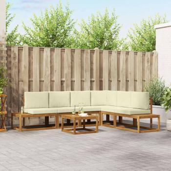 ARDEBO.de - 7 stk. Outdoor-Sofagarnitur Massives Akazienholz und Polyester