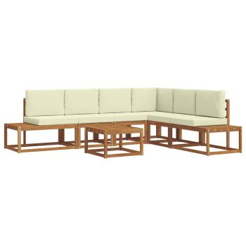 7 stk. Outdoor-Sofagarnitur Massives Akazienholz und Polyester