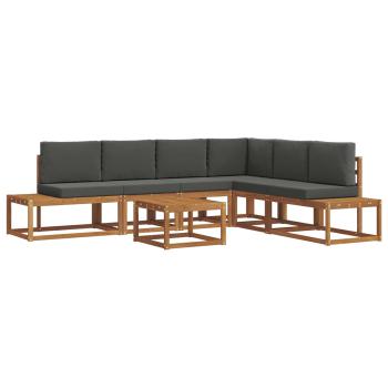 7 stk. Outdoor-Sofagarnitur Massives Akazienholz und Polyester