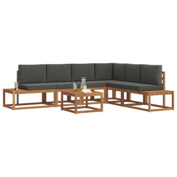 7 stk. Outdoor-Sofagarnitur Massives Akazienholz und Polyester