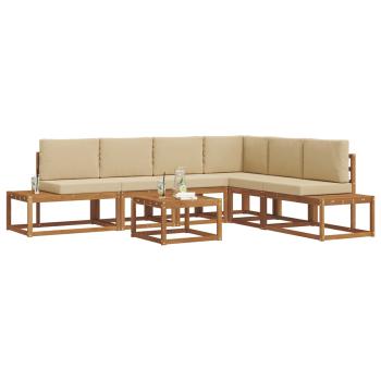 7 stk. Outdoor-Sofagarnitur Massives Akazienholz und Polyester