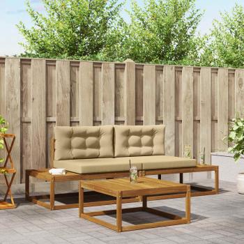 ARDEBO.de - Outdoor-Sofagarnitur Massives Akazienholz und Polyester