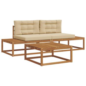 Outdoor-Sofagarnitur Massives Akazienholz und Polyester