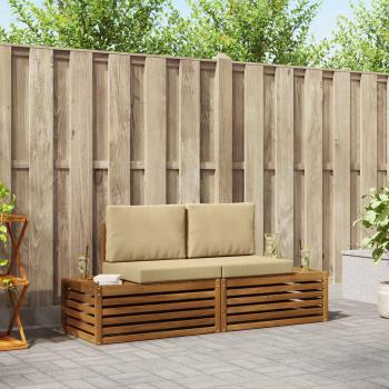 ARDEBO.de - Outdoor-Sofagarnitur mit Kissen 2 Stück Natur und Beige