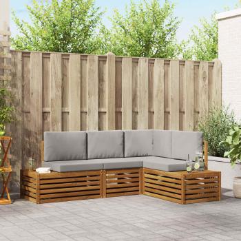 ARDEBO.de - Outdoor-Sofagarnitur mit Kissen 4 Stück Natürlich und Hellgrau