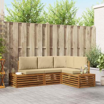 ARDEBO.de - Outdoor-Sofagarnitur mit Kissen 4 Stück Natur und Beige
